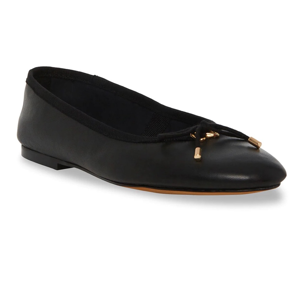 Steve Madden Blossoms Black Leather Flats